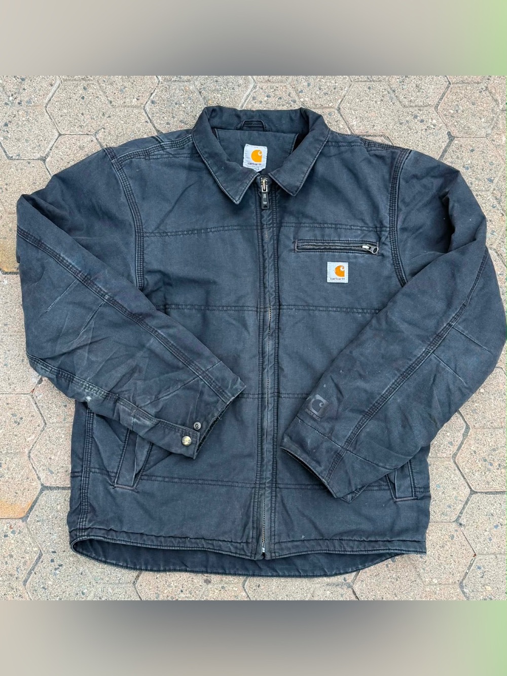 Carhartt Gray Jacket with Yellow Logo Patch